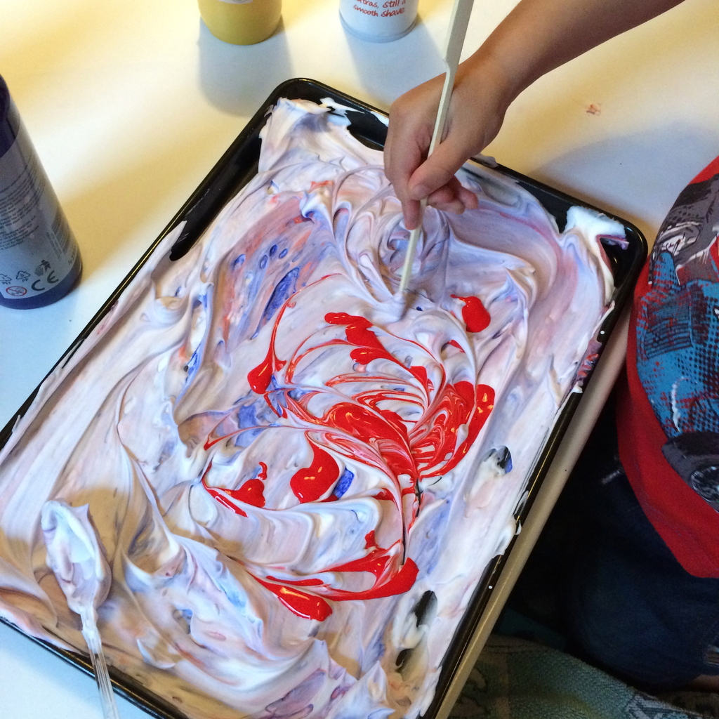 Shaving Foam Marbling Colourful Minds